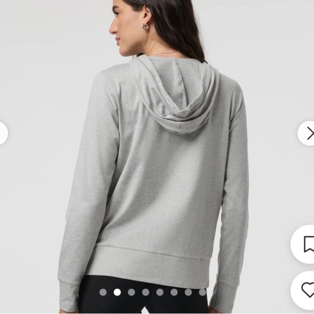 Women's Light Gray Zip Hoodie with Hood - Picture 2 of 7